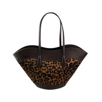 Italian leopard print leather tote bag for resellers