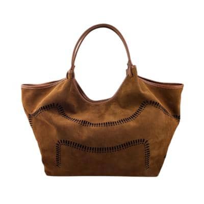 Brown suede handbag Made in Italy for resellers