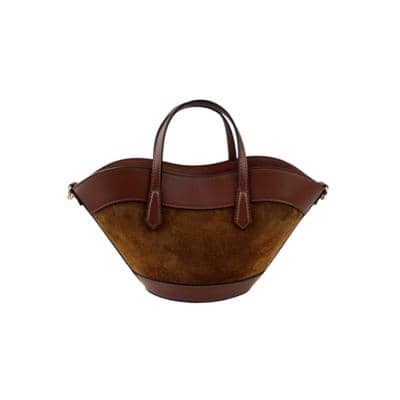 Italian handmade brown leather and suede handbag for resellers
