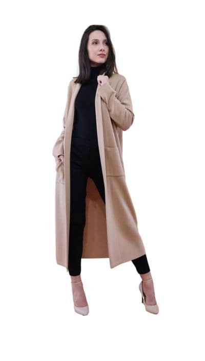 Abrigo largo beige Made in Italy para mayoristas y revendedores