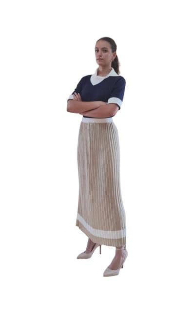 SILENZIO - Two-tone pleated skirt