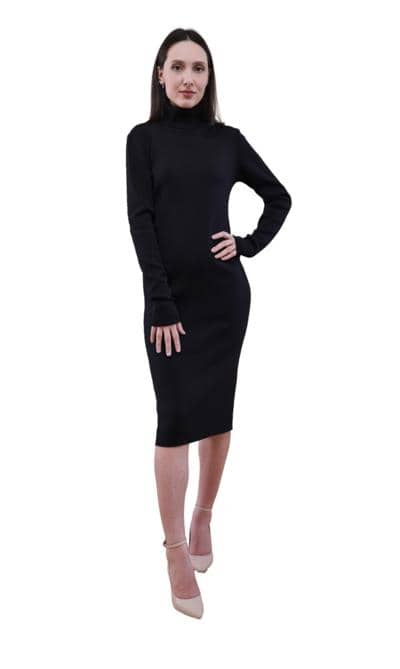 SILENZIO - Black Knit Midi Dress