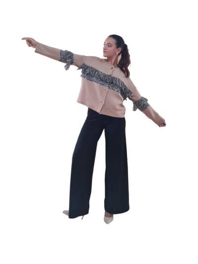 SILENZIO - Cardigan in maglia con frange 
