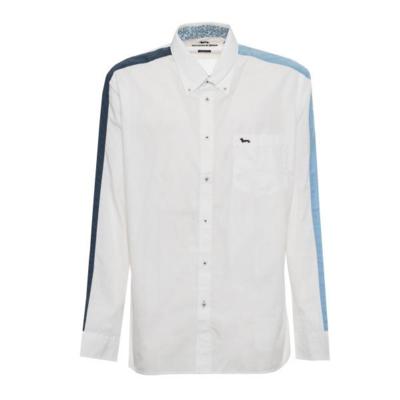 Italian men's white shirt with blue sleeves for resellers