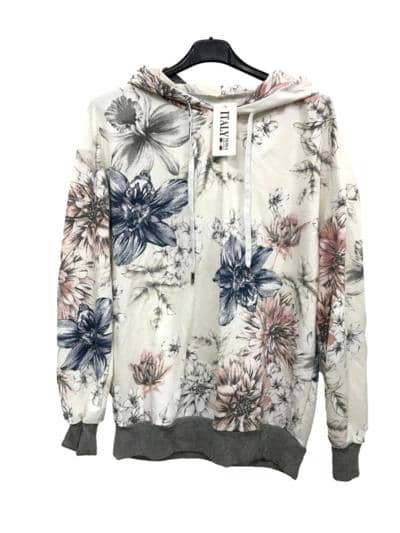 Sudadera floral, Hecha en Italia, venta al por mayor para revendedores
