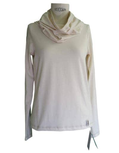 Y-GLAM - Sudadera con capucha y cuello marfil elegante 
