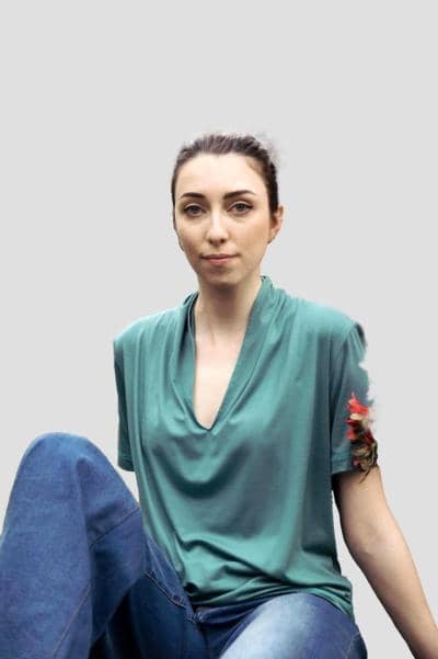 Y-GLAM - Camiseta elegante con cuello en V 